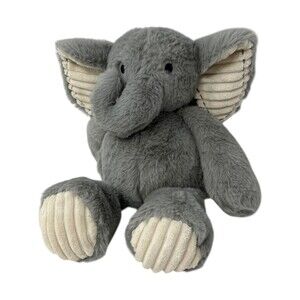Lambs & Ivy Elephant Plush Toy 12" Grey Cream Corduroy Ears Soft Stuffed Animal